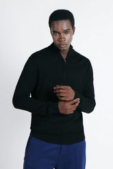 MAGLIA LUPETTO CON MEZZA ZIP NERO